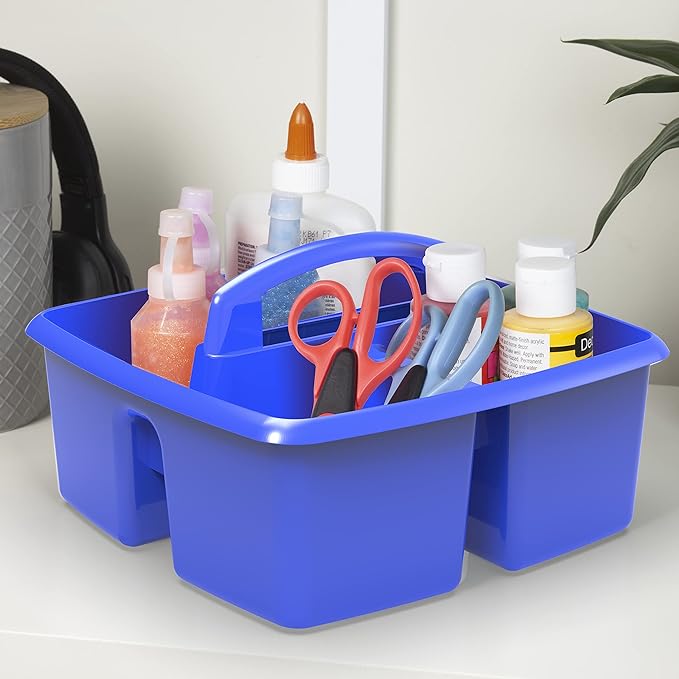 Storex Classroom Caddy, 9.25 x 9.25 x 5.25 Inches, Assorted Colors, Color Assortment Will Vary, Case of 6 (00940U06C), Small Caddy