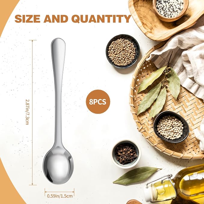 8 PCS Mini Spoons for Desserts, And Tasting, Small Stainless Steel Tiny Spoons - Image 2