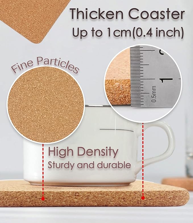 Cork Trivet, 6 Pcs High Density Thick Square Trivets for Hot Dishes, 8 Inch Heat Resistant Multifunctional Coaster, Hot Pads for Table & Countertop