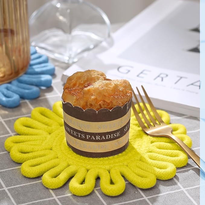 Trivets for Hot Dishes, Trivet for Pots and Pans, Heat Resistant Hot Pads, Potholders for Kitchen, Colorful Boho Trivets, Table Decorations,Kitchen Essentials for New Home 7.5"(Blue)