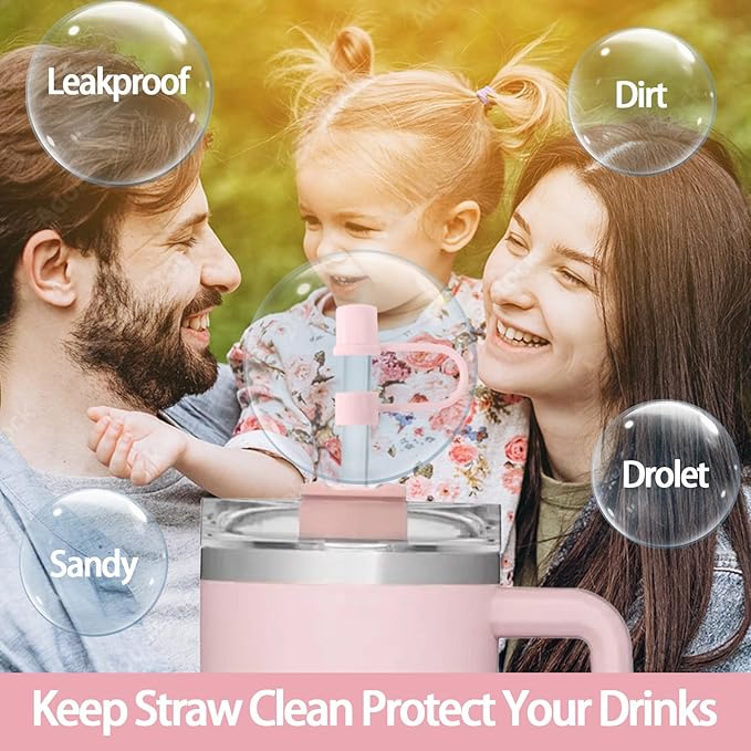 11PCS Silicone Straw Covers Cap Compatible with Stanley Cup 30-40 oz Tumbler with Handle 10mm Straw Toppers Reusable Straw Cover for Stanley Cup Accessories