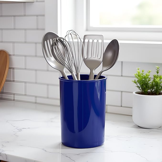 Reston Lloyd Calypso Basics Multipurpose Cookware Storage Crock, Kitchen Countertop & Office Organization, Durable & BPA-Free Plastic, by Reston Lloyd Utensil Holder, Indigo
