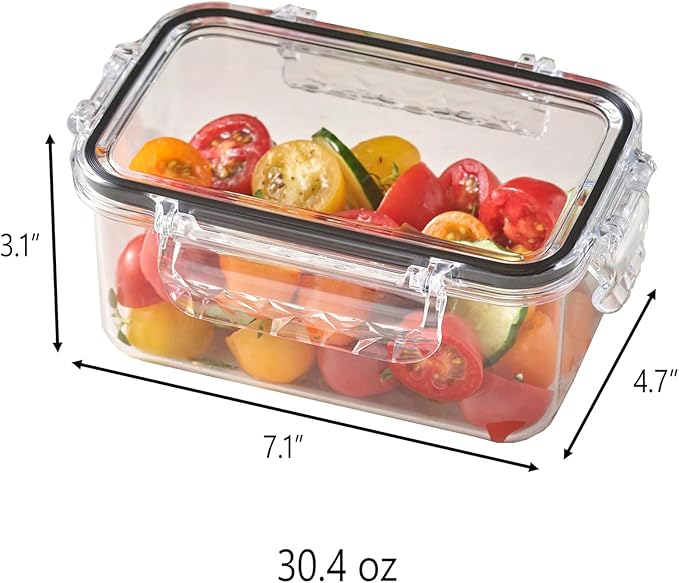 Airtight Food Storage Container With Lid (30.4oz) Leak-Proof Lunch Box | BPA-Free | Meal Prep | Microwave, Freezer and Dishwasher Safe | Kitchen Fridge Organizer Boxes | Fresher Food