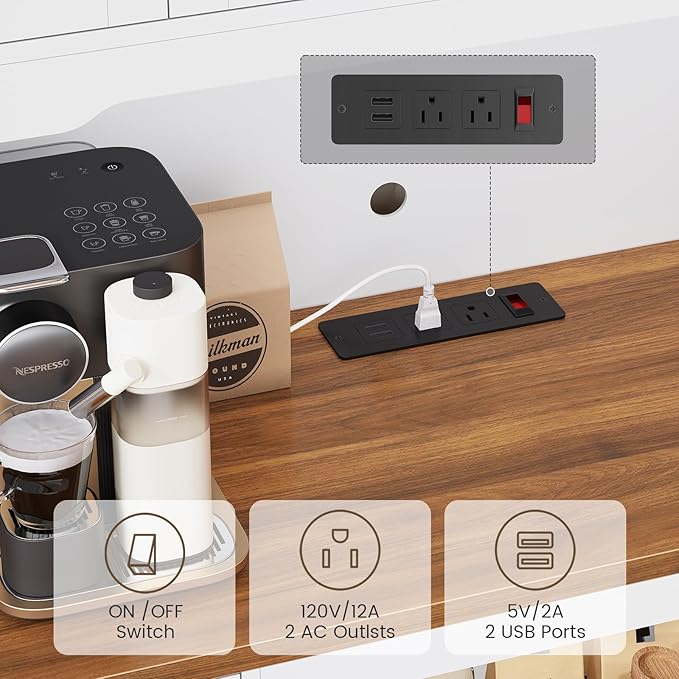 Itaar 71" Pantry Cabinet with Charging Station and LED Light, Kitchen Pantry Cabinet with Microwave Stand, 47.2" Wide Kitchen Storage Cabinets with Storage Cart 3 Tier for Dining Room, White