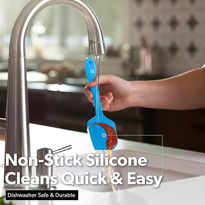 DI ORO Silicone Spatula Set - Rubber Kitchen Spatulas for Baking, Cooking, & Mixing - 600°F Heat-Resistant & BPA Free Silicone Scraper Spatulas for Nonstick Cookware - Dishwasher Safe (4pc, Blue)