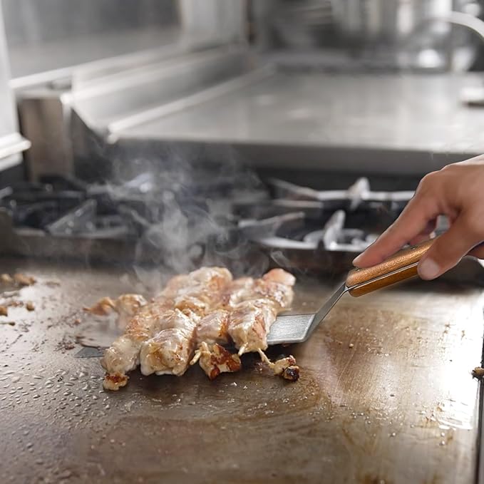 Stainless Steel Metal Spatula, Long Griddle Spatula, Hamburger Smasher Turner Scraper - Pancake Flipper - BBQ Turner and Flat Top Griddle Fliiper - Commercial Grade,3x8 inch