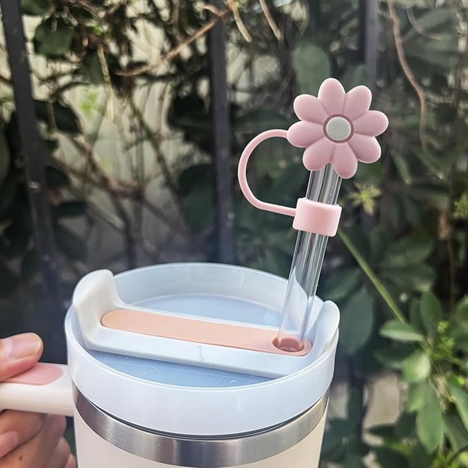 Velaco 7pc 0.4in/10mm Silicone Straw Covers - Compatible with Stanley 20-40 Oz Cup, Dust-Proof Straw Caps for Water Bottle