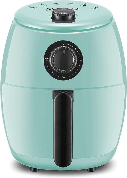Elite Gourmet EAF-0201BL Personal Compact Space Saving Electric Hot Air Fryer Oil-Less Healthy Cooker, Timer & Temperature Controls, 1000W, 2.1 Quart, Mint