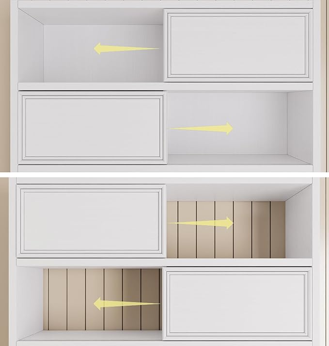 71" Farmhouse White Pantry Cabinet with Charging Station, 4-Type Storage & Anti-Tip Design, Kitchen Cabinet with Adjustable Shelves