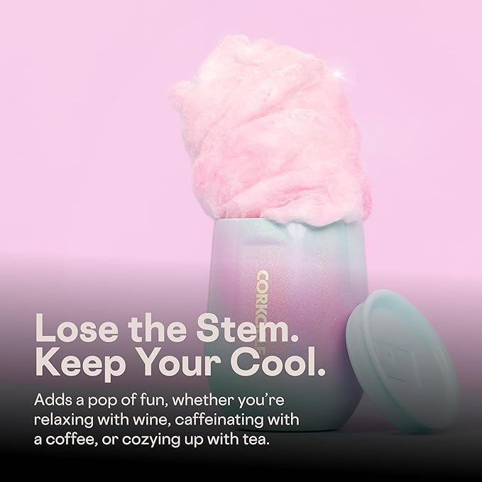Corkcicle Stemless Wine Tumbler - Keeps Drinks Cold for 6 Hours - Triple-Insulated Stainless Steel - Non-Slip Base - Summer Drinkware Gift - Keeps Drinks Ice Cold - 12 oz - Rainbow Unicorn