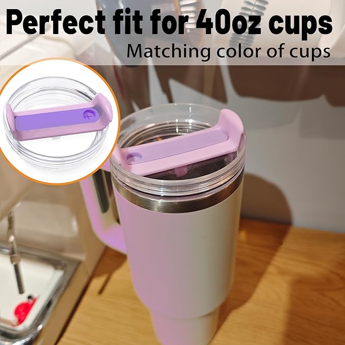 40 OZ Tumbler Lid Replacement Fit for Stanley Cup, 2 Pack Clear Replacement Lids Fit for Stanley Travel Tumbler, Spill Proof Tumbler Covers for Stanley Cup Accessories (Clear - Purple)
