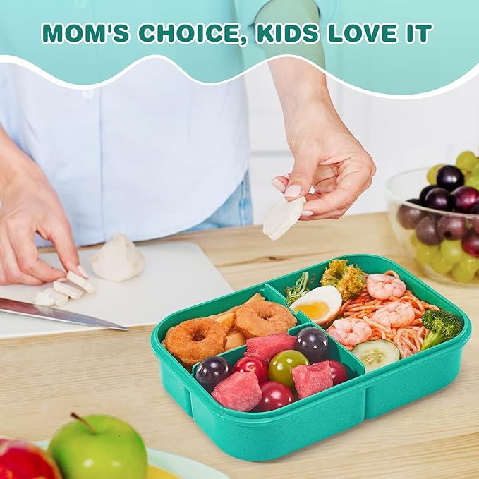 MISS BIG Bento Box for Kids, Leakproof Lunch Box, No BPAs & Chemical Dyes, M/W, D/W & Fridge Safe (1150ml Green)