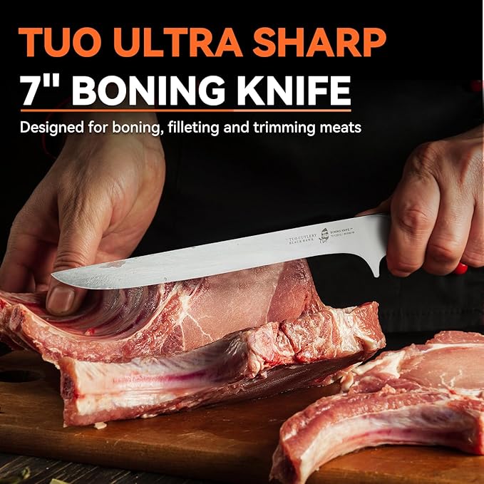 TUO Boning Knife, 7 inch Fillet Knife Flexible Kitchen Knife, German HC Steel Blade for Poultry and Fish Meat with Pakkawood Handle
