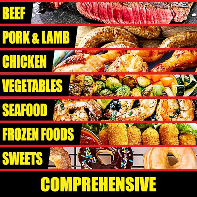 Air Fryer Magnetic Cheat Sheet - Large Print Easy to Read Airfryer Accessory - Air Fryer Cooking Times Chart Magnet, Airfry Cookbook Guide, Kitchen Cheat Sheet, Airfryer Oven Accessories 2025 (Red)
