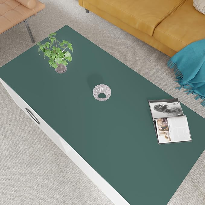 Leather Table Cover,1.8mm Thick,24x48 Inch Desk Cover,Large Desk Mat,Table Protector,Table Cover Protector,Office Desk Cover,Coffee Table Protector(Aqua Blue+Gray,24x48)