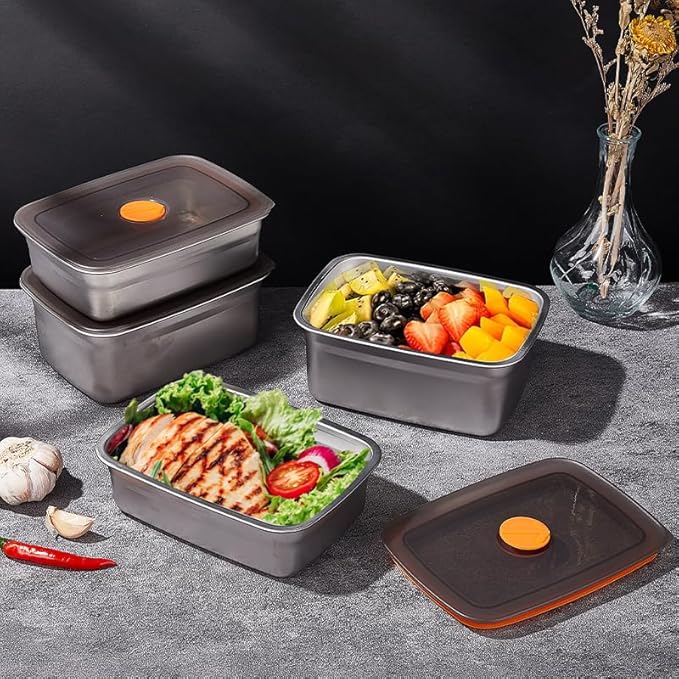 20 PCS Food Storage Containers with Lids Airtight (10 Containers & 10 Lids)，stainless steel food containers leak proof storage box with lid Locking Food Storage Container freezer storage