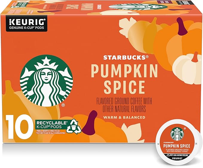 Starbucks Pumpkin Spice Coffee K-Cup Pods, Limited Edition, Made without Artificial Flavors, Keurig Genuine K-Cup Pods, 10 CT K-Cups Per Box (Pack of 3 Boxes)