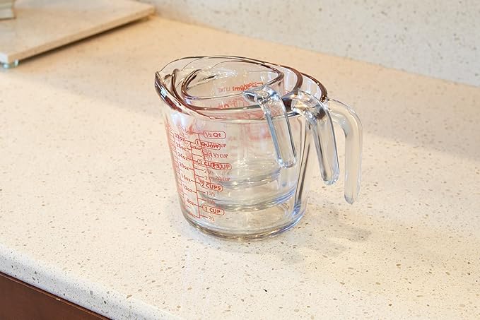 Anchor Hocking Glass Measuring Cups, 3 Piece Set (1 Cup, 2 Cup, 4 Cup liquid measuring cups)