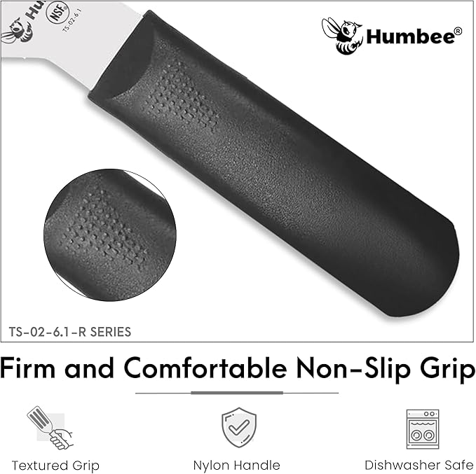 6 Inches Fish Turner, Slotted Fish Spatula Dishwasher Safe NSF (Left Hand), Shovel Black