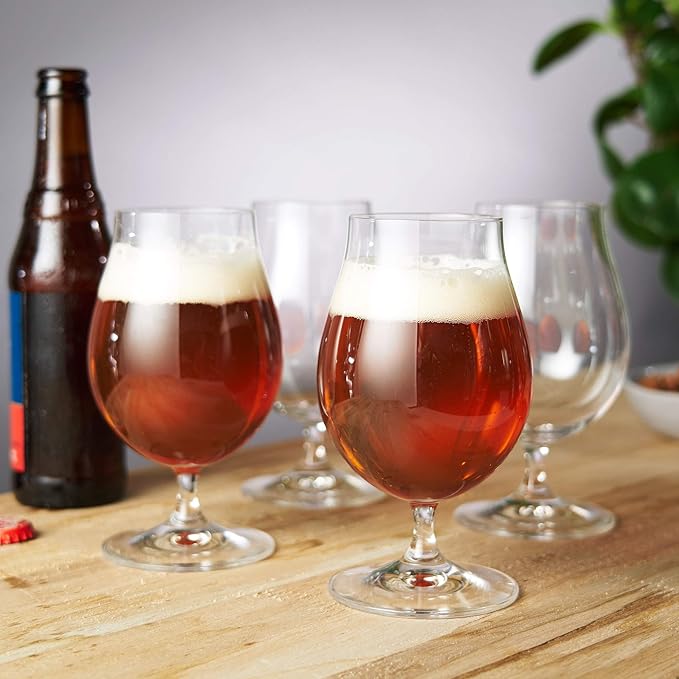 Spiegelau Classic Tulip Beer Glass, European-Made Crystal Drinking Glasses Perfect for Belgian Ales, IPA Beers, Cocktails, Sodas, Beverages, Smoothies, Home Bar Accessories, 15.5 oz, Set of 4