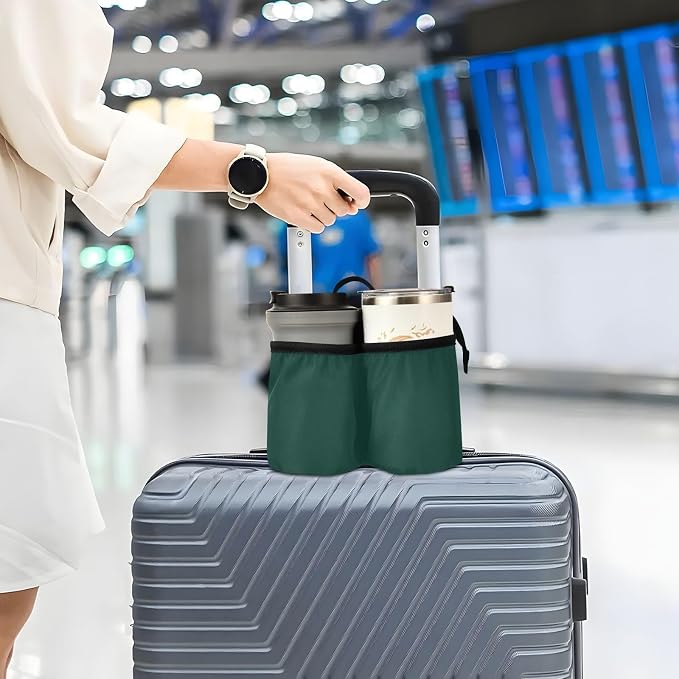 DOMIKING Hunter Green Travel Luggage Cup Holder - Image 5