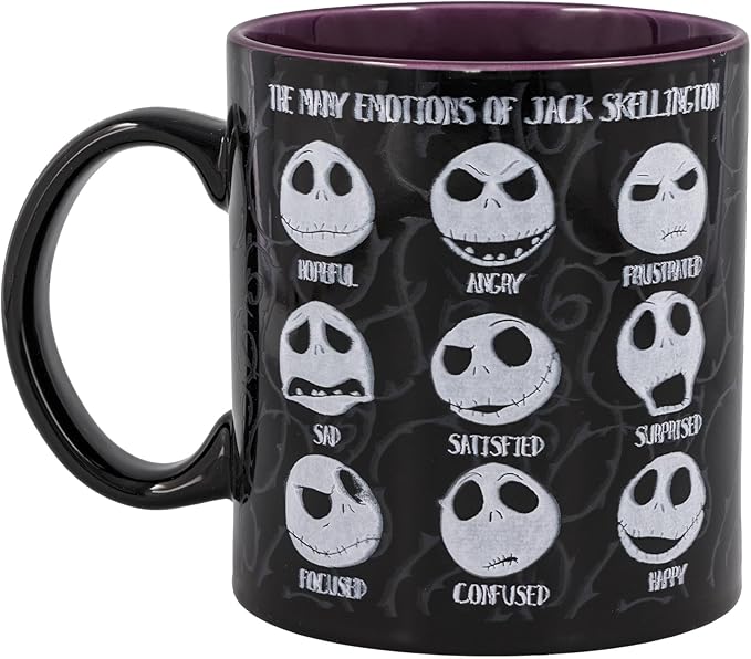 Silver Buffalo Disney Tim Burton's Nightmare Before Christmas Jack Skellington Emotions Ceramic Mug, 20 Ounces