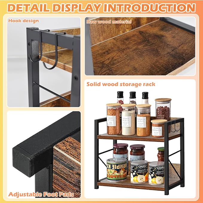 2 Tier Kitchen Counter Shelf Organizer, Coffee Bar Station Organizer, Space - Image 3