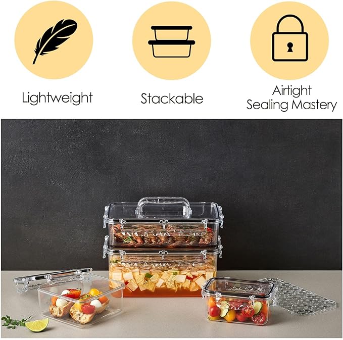 Airtight Food Storage Container With Lid (30.4oz) Leak-Proof Lunch Box | BPA-Free | Meal Prep | Microwave, Freezer and Dishwasher Safe | Kitchen Fridge Organizer Boxes | Fresher Food