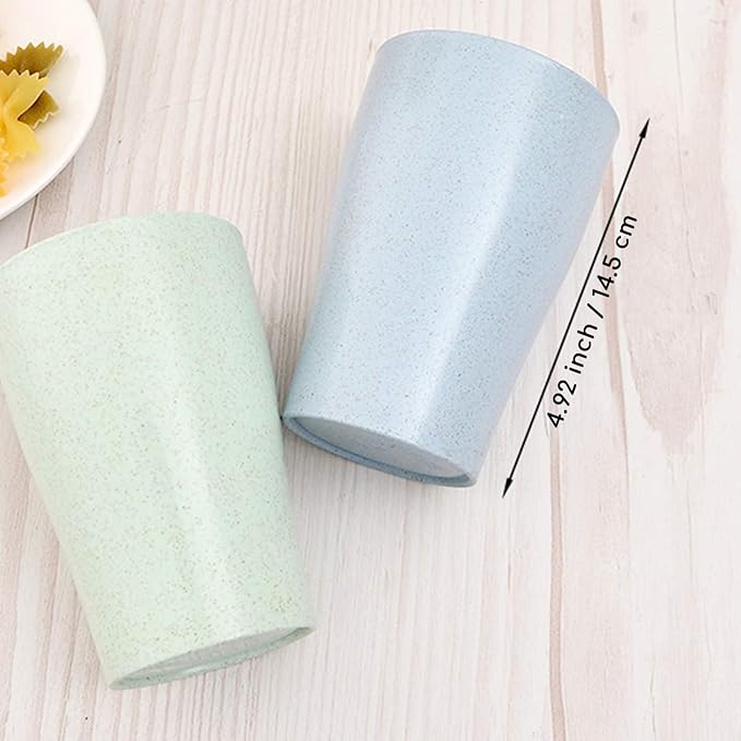 shopwithgreen 14 oz Wheat Straw Cups, Unbreakable Drinking Glasses Stackable | Reusable Water Tumbler, Mug Set for Coffee, Wine, Camping, BPA-Free | Dishwasher & Microwave Safe
