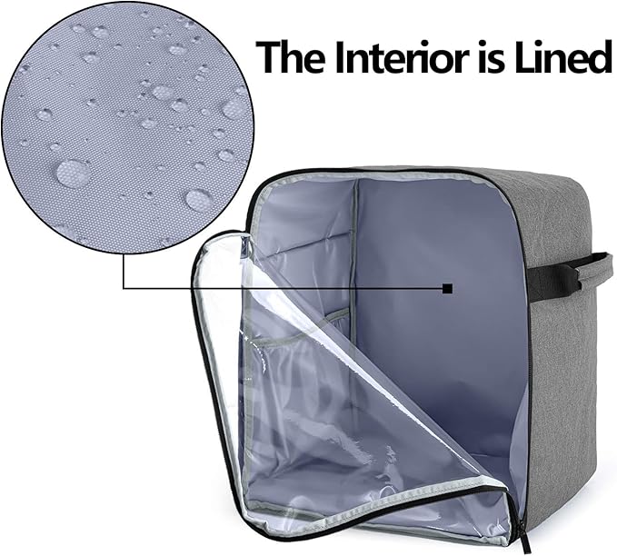 Luxja Dust Cover Compatible with 6-8 Quart KitchenAid Mixers (with a Bottom Padding Pad), Dust Cover (Clear Front Panel) for Stand Mixers and Extra Accessories, Gray (Patented Design)