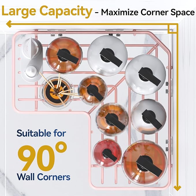 YASONIC Shower Caddy Corner, 3-Pack Adhesive Rustproof Stainless Steel Shower Shelves with Soap Holder, No Drilling Shower Organizer Corner for Dorm, Renters Bathroom, Pink