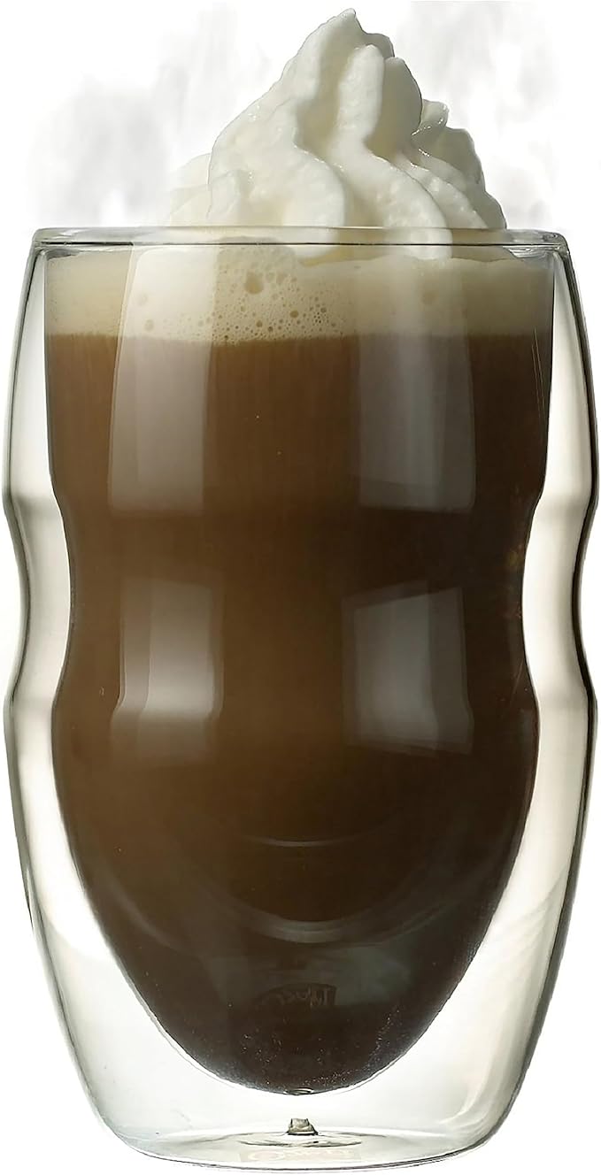 Ozeri Serafino Double Wall Insulated Beverage and Coffee Glasses, 8-Ounce, Set of 4