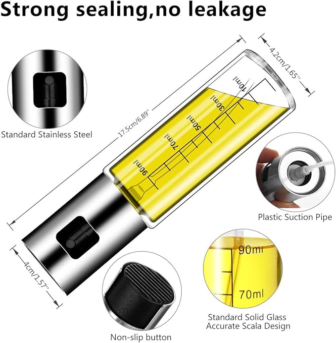 2 Pack Oil Sprayer for Cooking, Olive Oil Sprayer Mister for Air Fryer Kitchen Glass Bottle Versatile Spray Oil Dispenser Refillable Vinegar Spritzer for BBQ Salad Baking Roasting Grilling