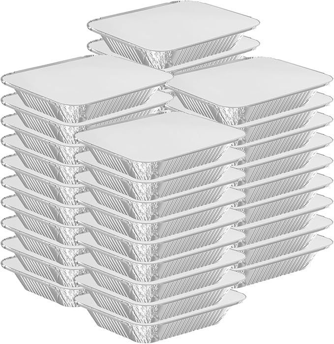 WANBAO 150 PACK 8.3"x6.2" Disposable Tin Foil Pans with Lids 2.25LB Aluminum Pans To Go Containers for Cooking, Baking, Catering Party Meal Prep, Take Out, Freeze