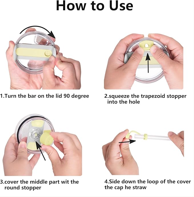 Silicone Spill Stopper Set Compatible with Stanley Cup 2.0 30oz & 40oz with Straw Cover, Set of 4