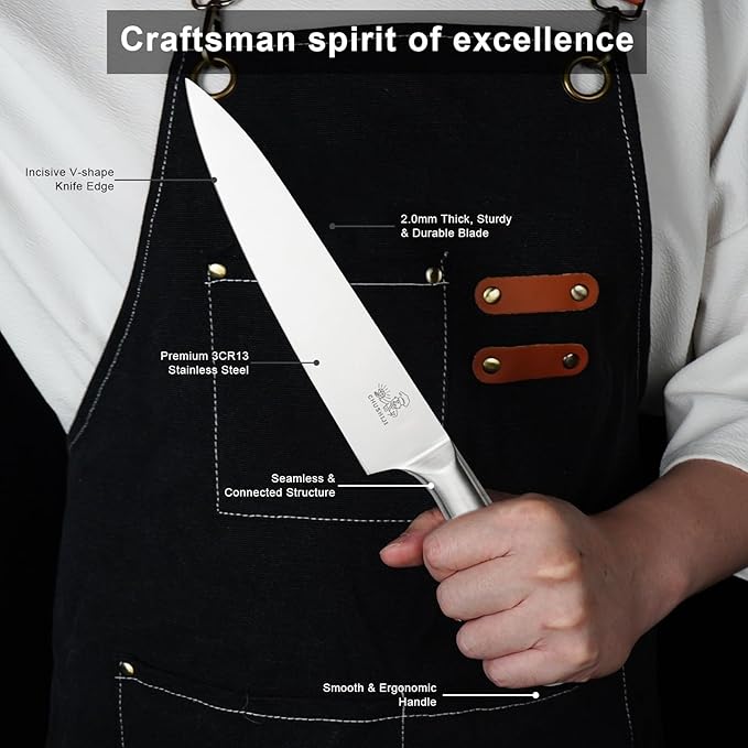 kitchen knife set,chushiji 6-Piece silver Kitchen Knife Set for Home, Anti-Rust Non-stick Stainless Steel Sharp Chef Knife Set with Universal Knife Block for Kitchen, Ergonomical Design (silver)