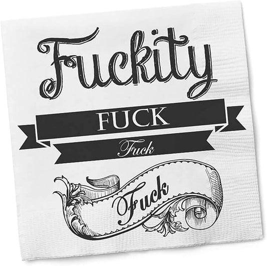 Twisted Wares - Funny Cocktail Napkins - F'CKITY F'CK F'CK F'CK - Boutique Cocktail Napkins - Perfect for any Celebrations 5"X5" (20 Pack)