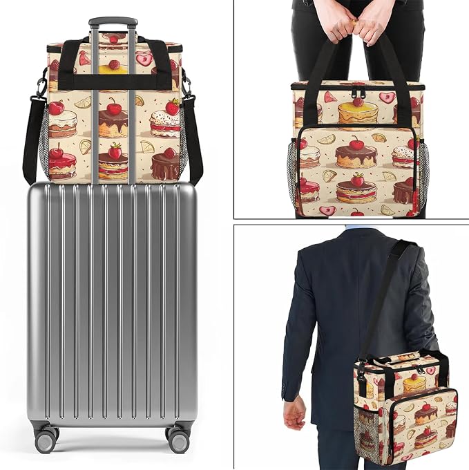 Sweet Cupcake Coffee Maker Travel Bag, Food Insulated Grocery Bag Travel Picnic - Image 7