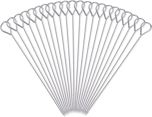 BBQ Skewers - Reusable Stainless Steel 8 Inch Skewers for Grilling Kebob Meat, Chicken, Vegetable Appetiser - Pack of 30