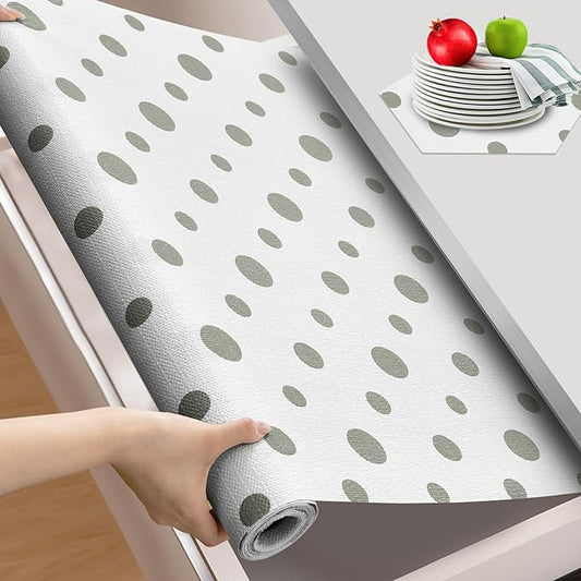 Beautysaid Shelf and Drawer Liner for Kitchen Cabinet, Non Adhesive Non Slip Shelf Paper Waterproof Washable Thickened for Dresser Pantry Shelve Bathroom Protector Liner(Polka Dot,23.6 in x 30 FT)