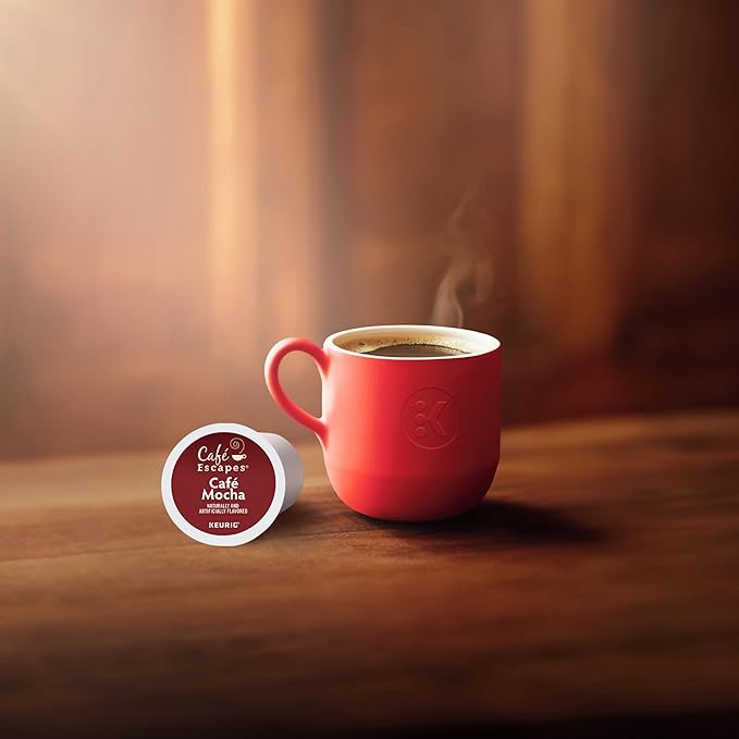 Cafe Escapes, Cafe Mocha Coffee Beverage, Single-Serve Keurig K-Cup Pods, 48 Count (2 Boxes of 24 Pods)