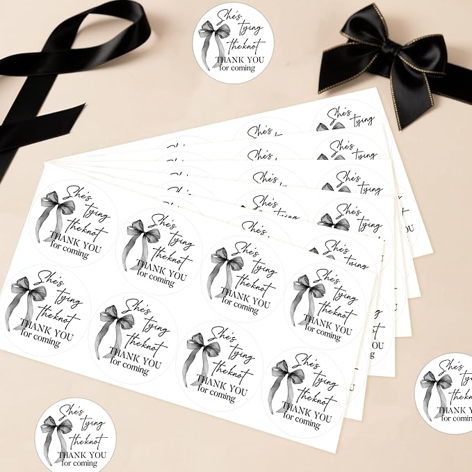 Serencatcher 80Pcs She's Tying The Knot Bridal Shower Thank You Stickers 2 Inch - Image 3