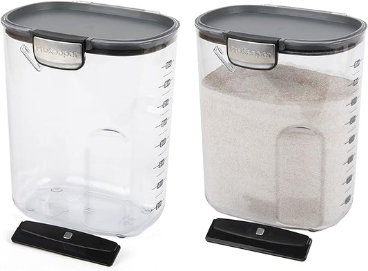 Progressive International ProKeeper+ Clear Plastic Airtight Food Baker's Kitchen Storage Organization Container Canister Set with Magnetic Accessories, 2- Piece Set (Flour 4-Quart)