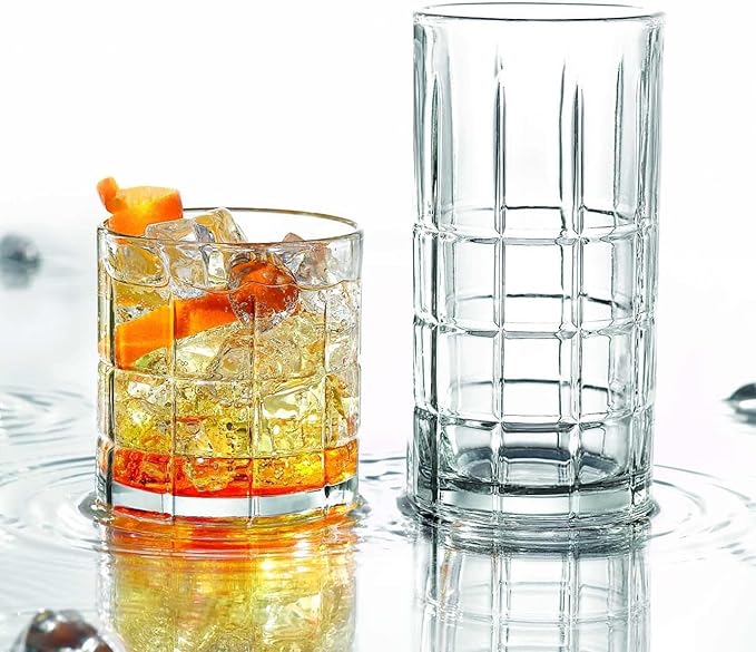 Anchor Hocking Manchester Drinking Glasses Set 16 Piece Set (8 Rocks Glasses & 8 Tumbler Glasses)
