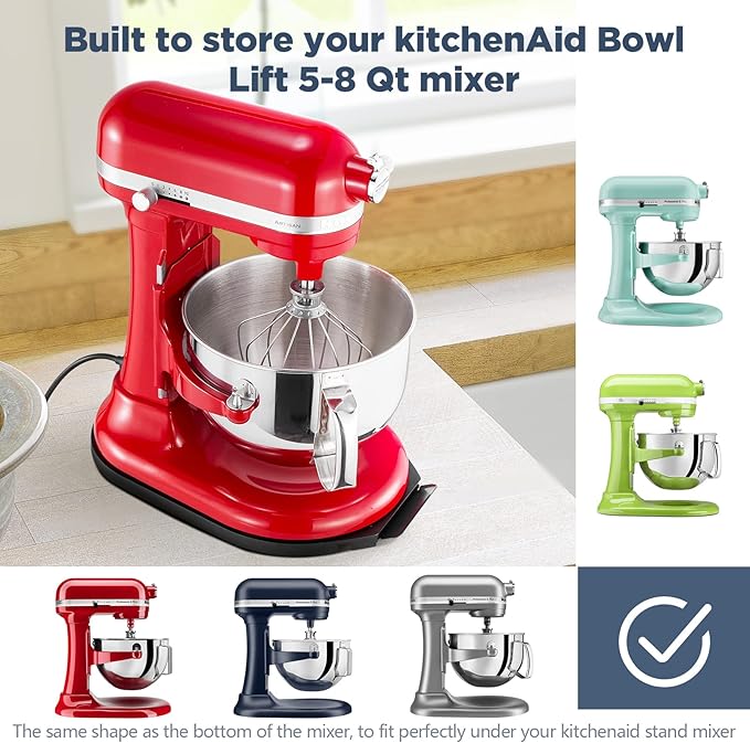 Mixer Sliding Tray for KitchenAid 5-8 Qt Bowl-lift Stand Mixer - Metal Rolling Tray Kitchen Countertop Appliance Slider Storage Moving Caddy with Wheel for Kitchen Aid 5-8 Qt Mixer