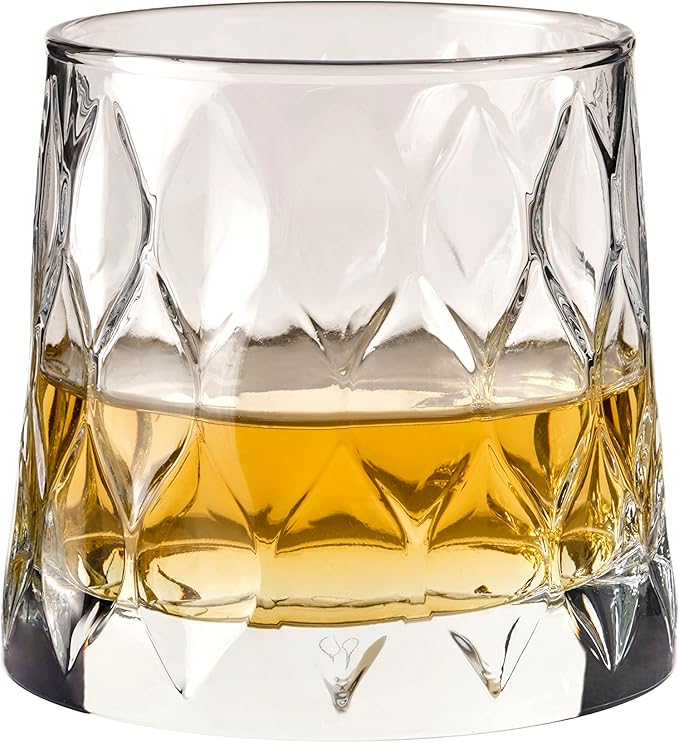 Pasabahce Premium Whiskey Glasses Set Of 4 - Exclusive Cocktail, Scotch, Bourbon, Liquor, Rum Glasses - Old Fashioned Glasses - 10.25 Oz Drinking Glasses - Perfect for Parties, Gifts