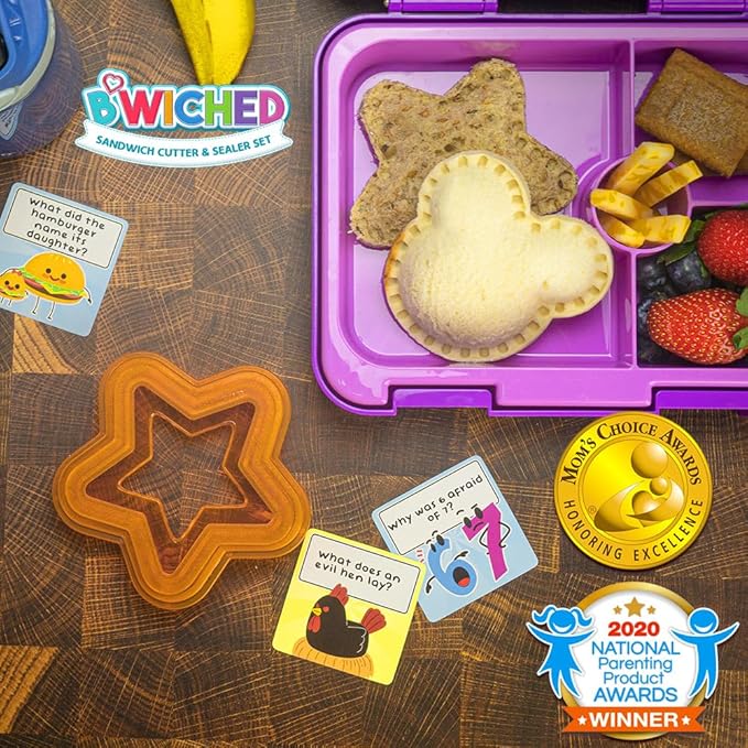 Sandwich Cutter and Sealer - Crustless Sandwich Maker - Great for Lunchbox and Bento Box - Boys and Girls Kids Lunch - Sandwich Cutters for Kids (Heart, Star, Mouse)