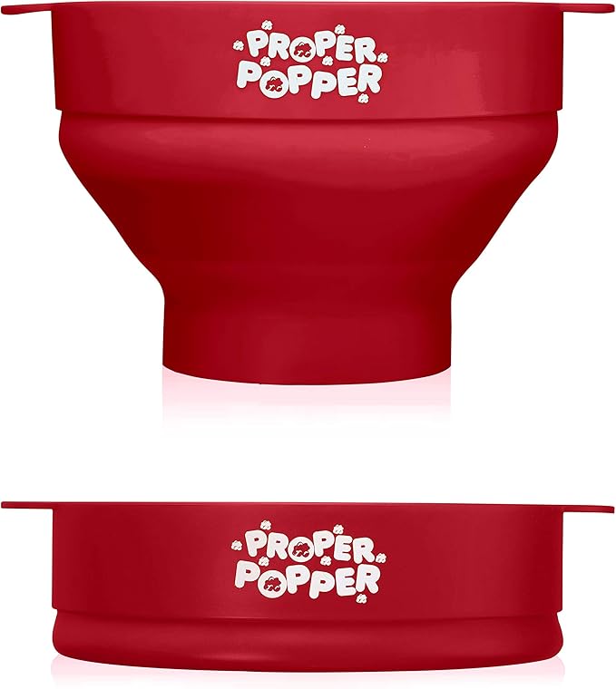The Original Proper Popper Microwave Popcorn Popper, Silicone Popcorn Maker, Collapsible Bowl BPA Free & Dishwasher Safe - (Ruby Red)
