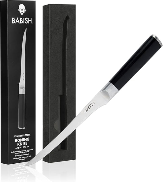 Babish 8-Inch Boning Knife – High-Carbon 1.4116 German Steel Kitchen Knife – Professional Cutlery for Precise Meat and Fish Deboning