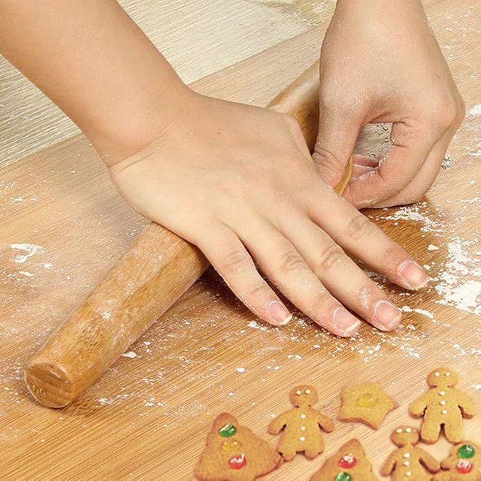 Classic French Rolling Pins Bamboo Wooden Rolling Pin for Baking Pizza Dough Pie Cookie, 13-Inch